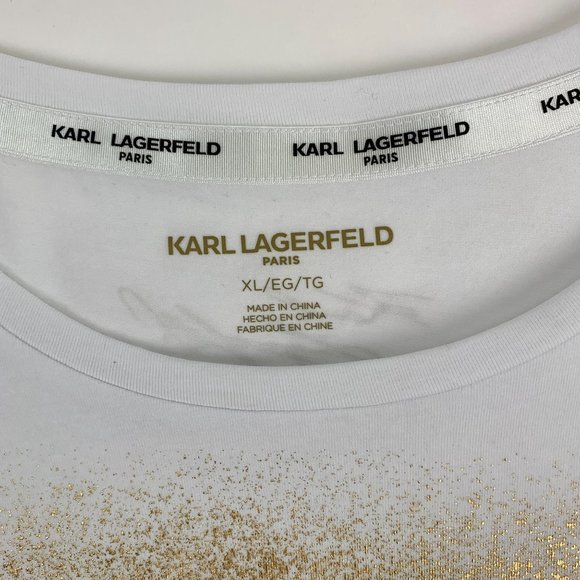 Karl Lagerfeld #TeamKarl T Shirt Gold Metallic Logo Women’s Choose Size New - Picture 5 of 10